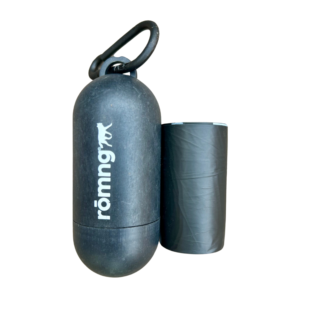 bamboo poop bag dispenser + compostable roll Dog Poop Bag Dispenser rōmng