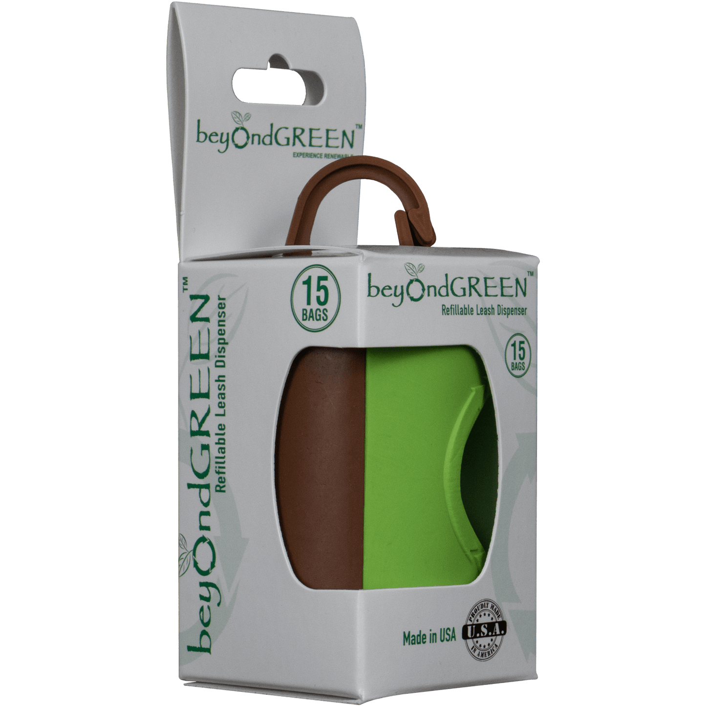 beyondGREEN Dog Waste Bag Leash Dispenser – Clip-On Holder for Standard Rolls – Durable, Portable, Made in USA Poop Bag Dispenser beyondGREEN biotech™