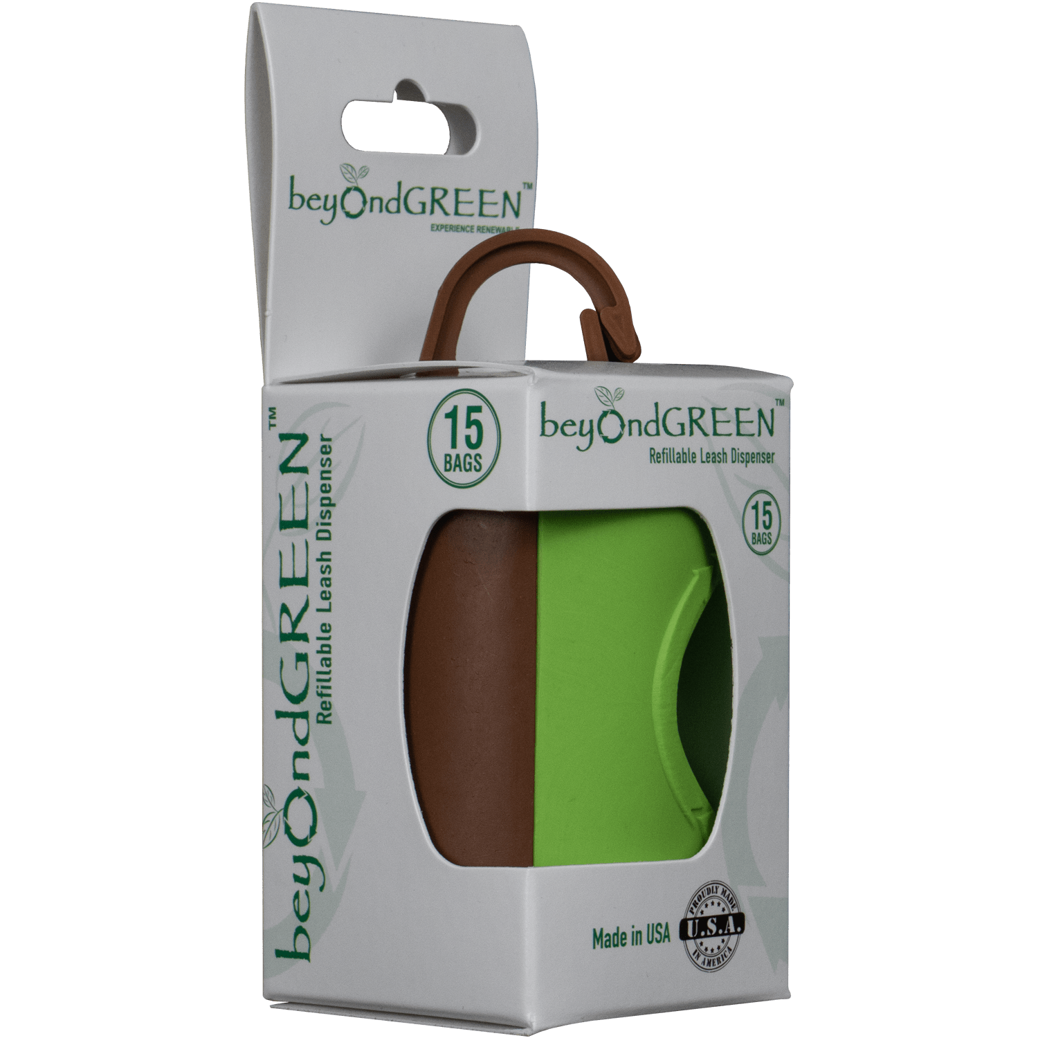 beyondGREEN Dog Waste Bag Leash Dispenser – Clip-On Holder for Standard Rolls – Durable, Portable, Made in USA Poop Bag Dispenser beyondGREEN biotech™