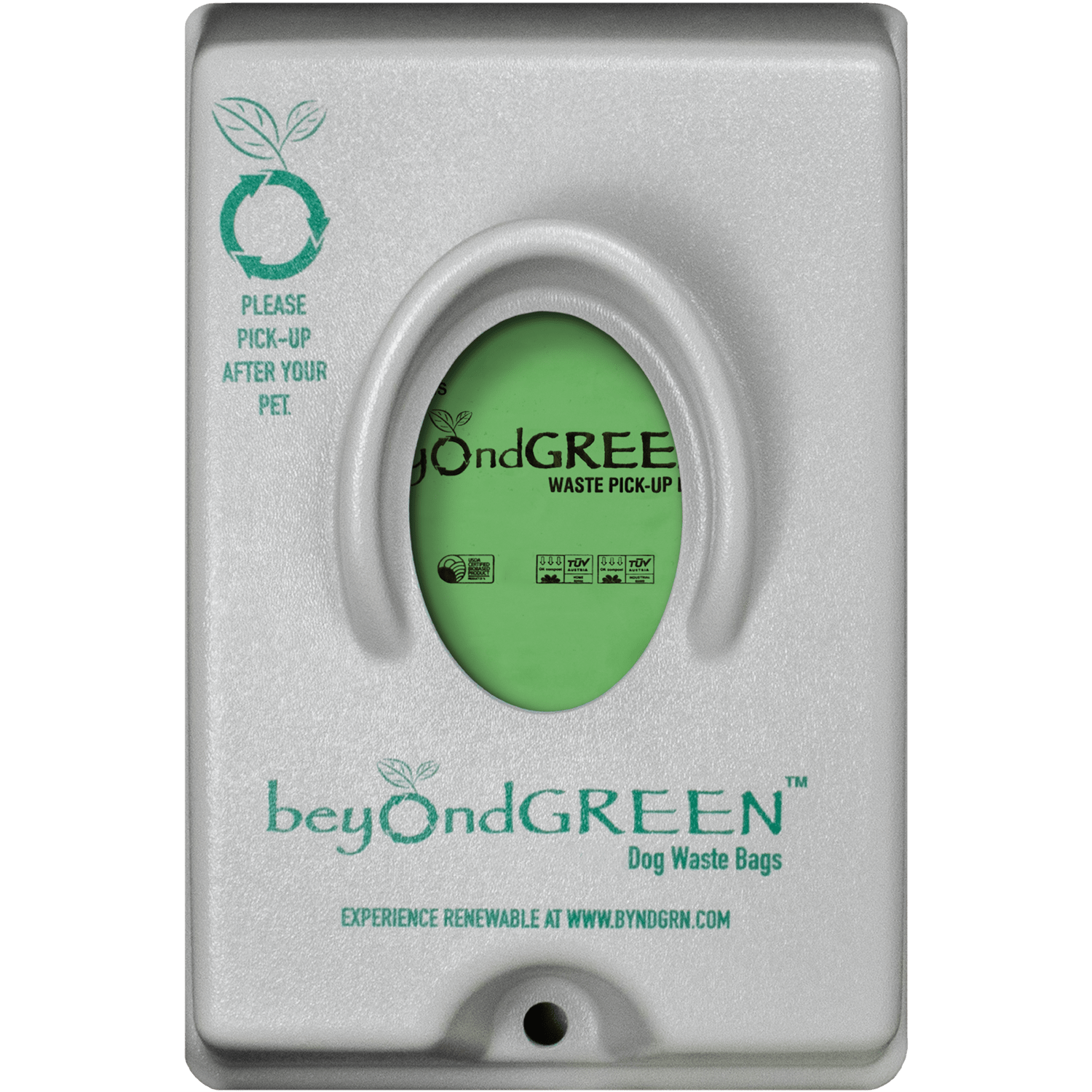 beyondGREEN Single-Pull Dog Waste Bag Dispenser – Wall/Pole Mount – Compatible with Single-Pull Header Packs – Heavy-Duty Construction Gray 1 Poop Bag Dispenser beyondGREEN biotech™