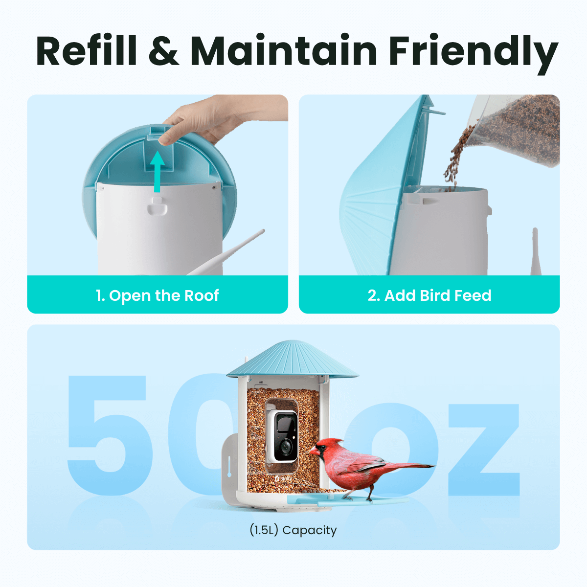 Birdfy Feeder with Solar Panel - Solar-Powered Smart Bird Feeder with Camera Bundle Birdfy
