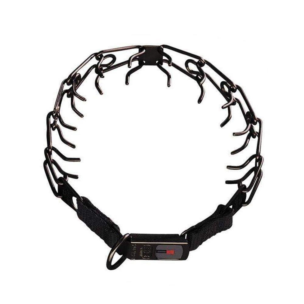Herm Sprenger - ULTRA-PLUS Training Collar with Center-Plate and ClicLock - Black Stainless Steel Gauge 4mm x 24" (60cm) Collars, Prong/Pinch Dog Collars Dogline