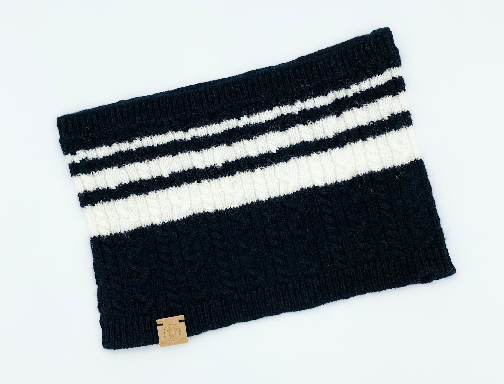 Cashmere Blend Scarf sets for Pets and their humans, Black and White SMALL BANDANA BESPOKE PAWS