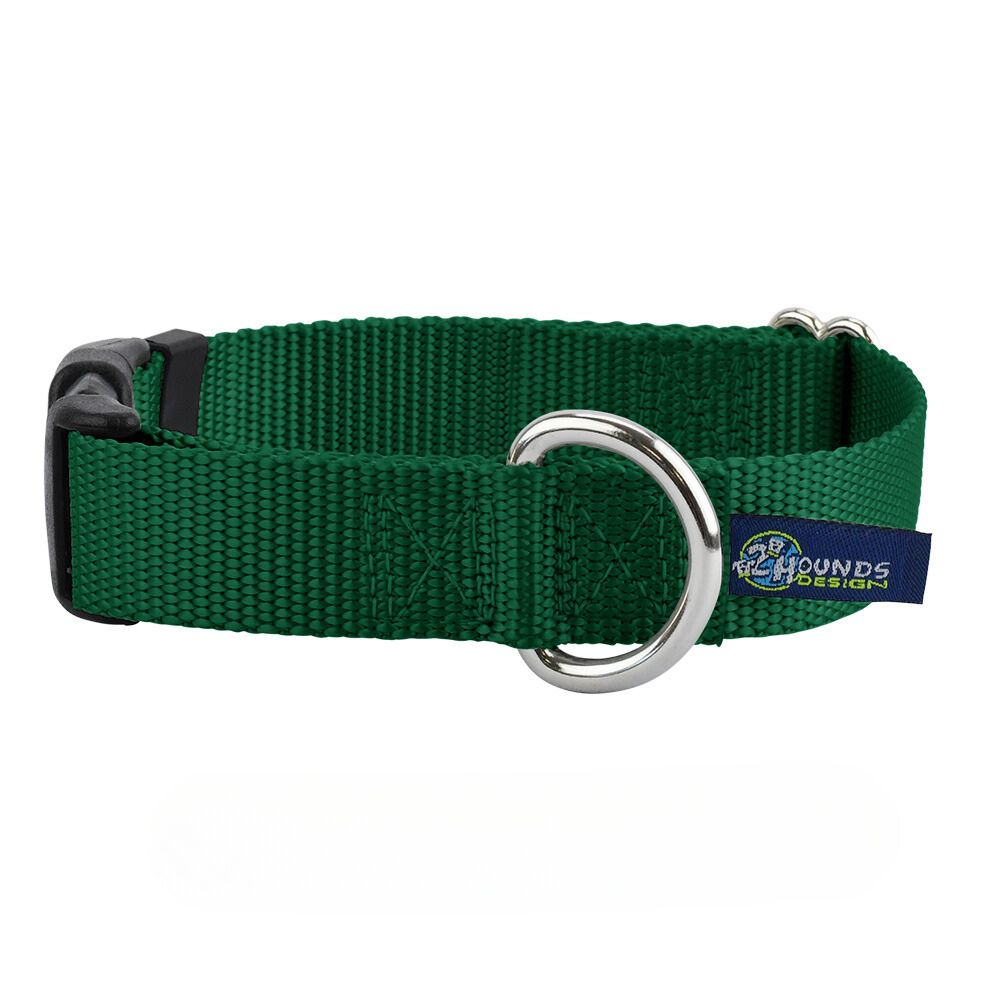 5/8″ and 1″ Kelly Green Nylon Dog Collar 2 Hounds Design
