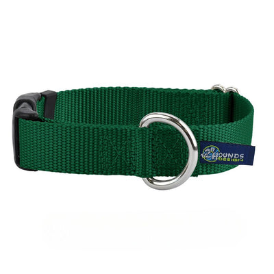 5/8″ and 1″ Kelly Green Nylon Dog Collar 2 Hounds Design