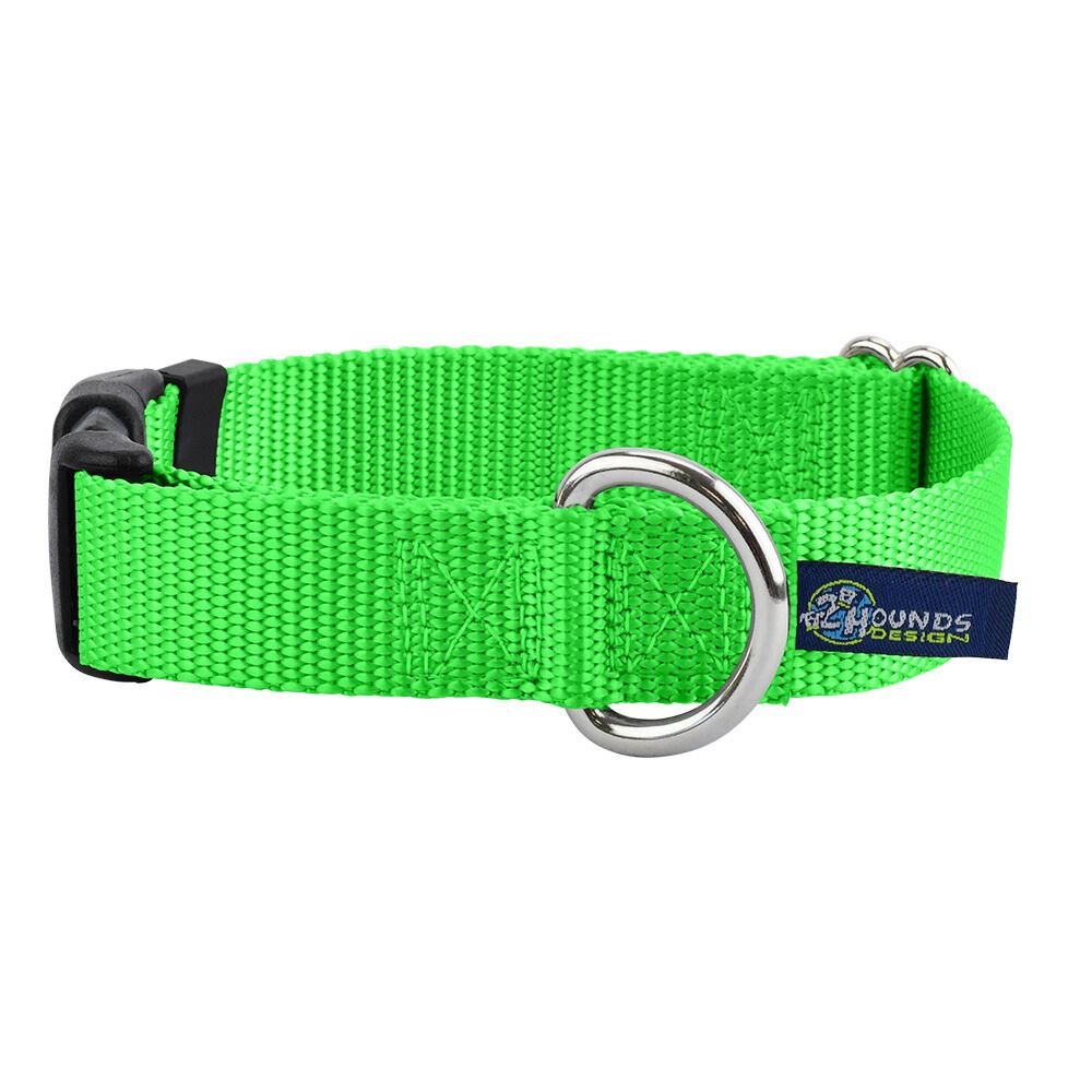 5/8″ and 1″ Neon Green Nylon Dog Collar 2 Hounds Design