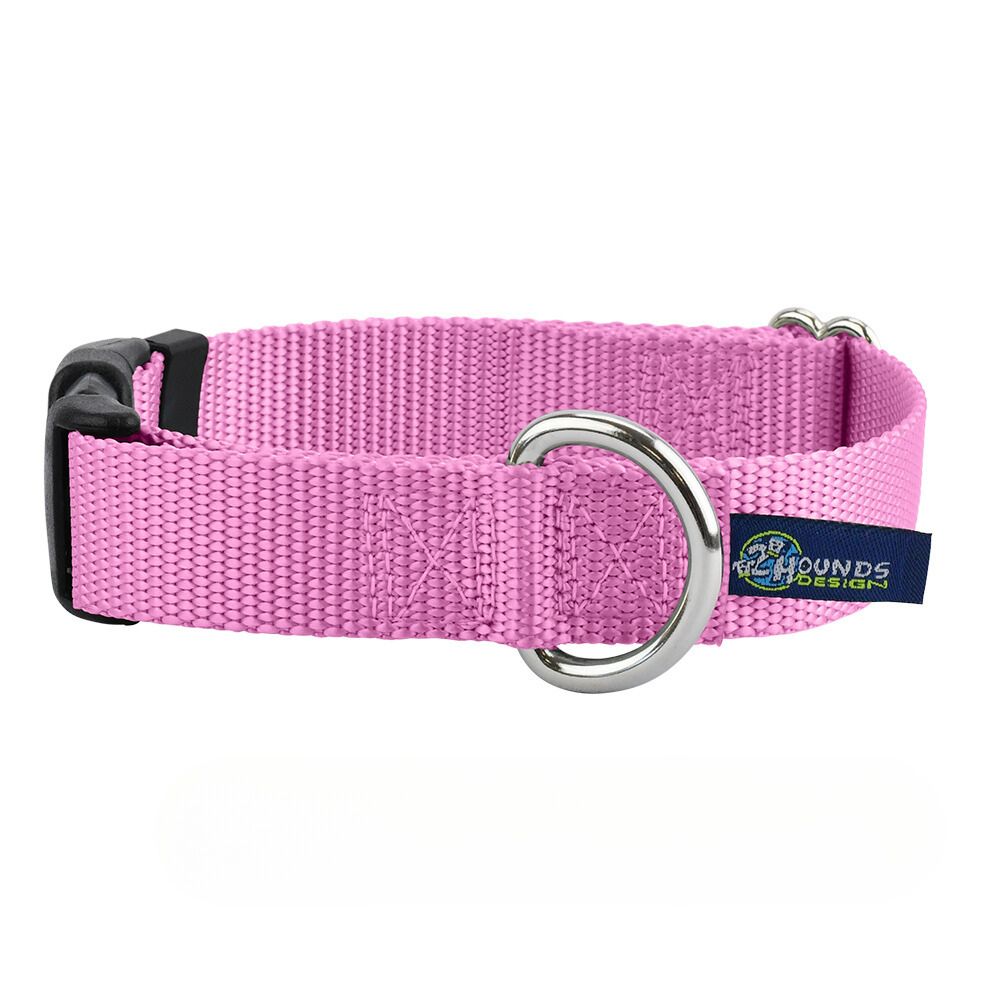 5/8″ and 1″ Rose Pink Nylon Dog Collar 2 Hounds Design