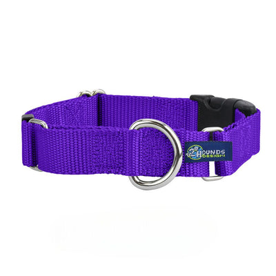 5/8″ and 1″ Purple Nylon Buckle Martingale Dog Collar 2 Hounds Design