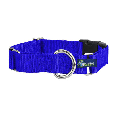 5/8″ and 1″ Royal Blue Nylon Buckle Martingale Dog Collar 2 Hounds Design
