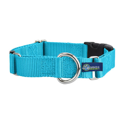 5/8″ and 1″ Turquoise Nylon Buckle Martingale Dog Collar 2 Hounds Design