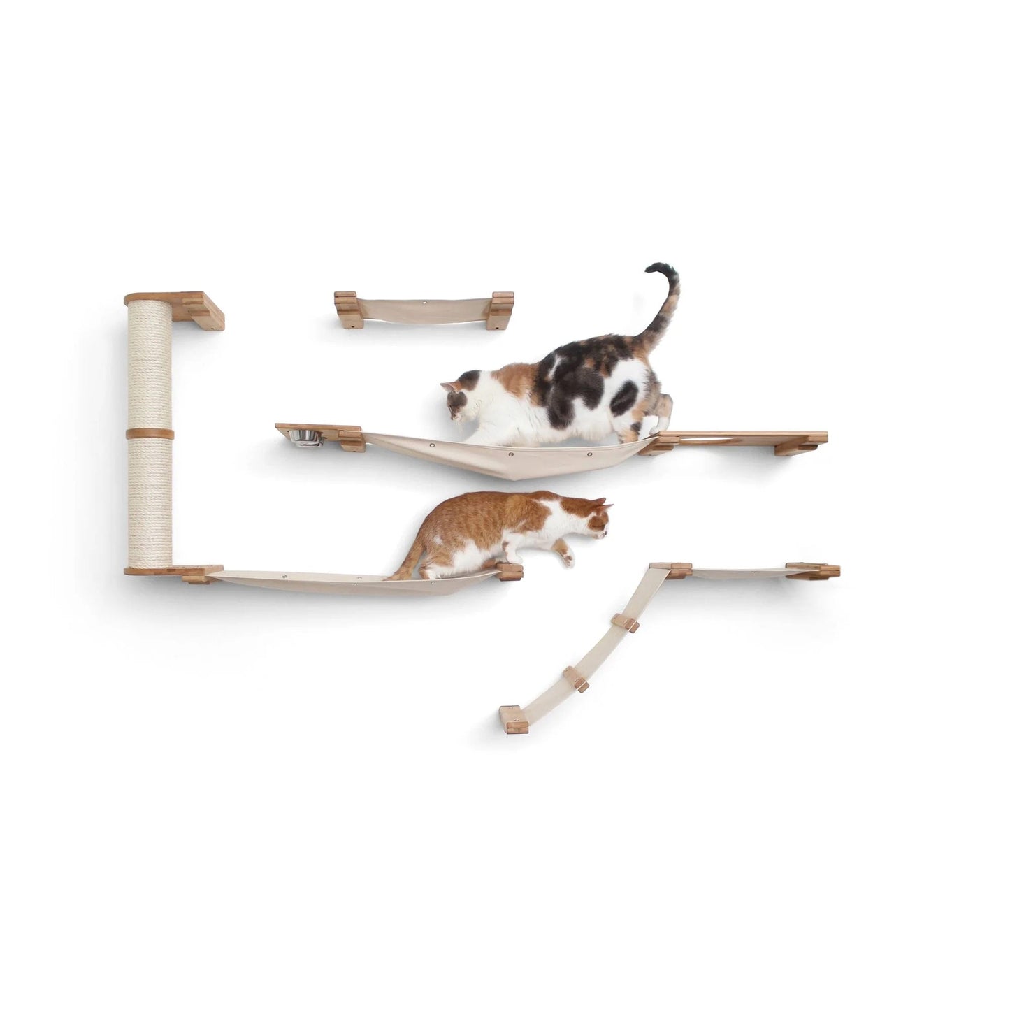 The Bunker - Multi Level Cat Tree with Perch Natural Bamboo Natural Canvas No Planter Cat Condo Catastrophic Creations