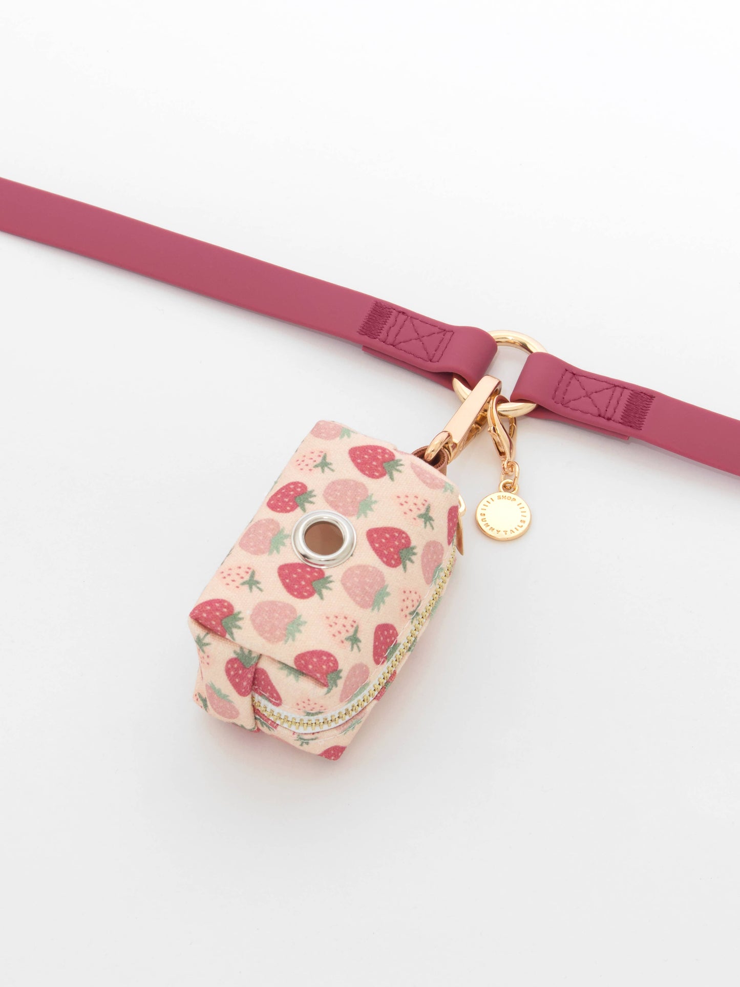 Burgundy Strawberry Waste Bag Holder Pet Waste Bag Dispenser SUNNY TAILS