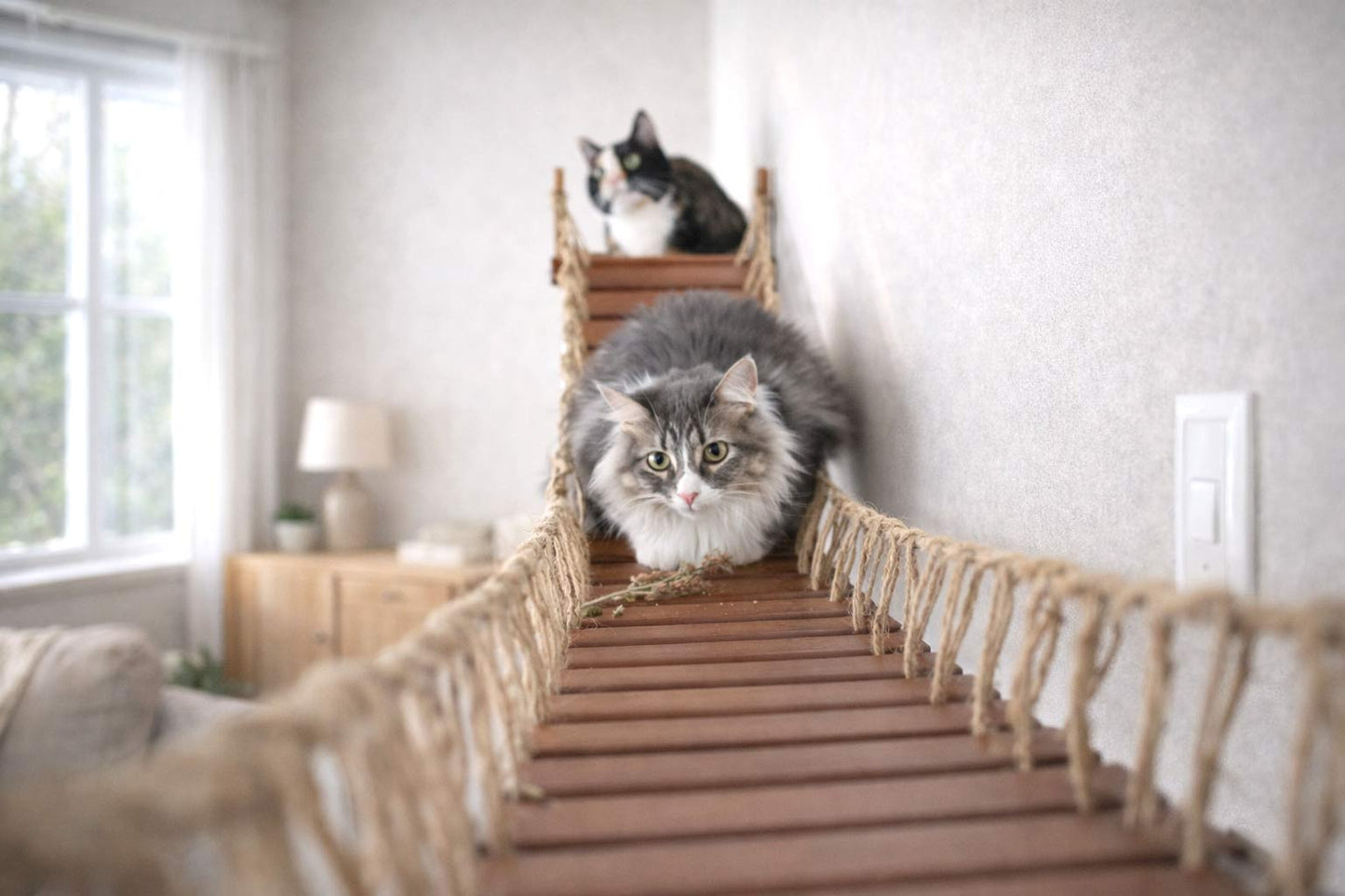 Double Cat Hammock and Climbing Bridge Combo Cat Bridge Catastrophic Creations
