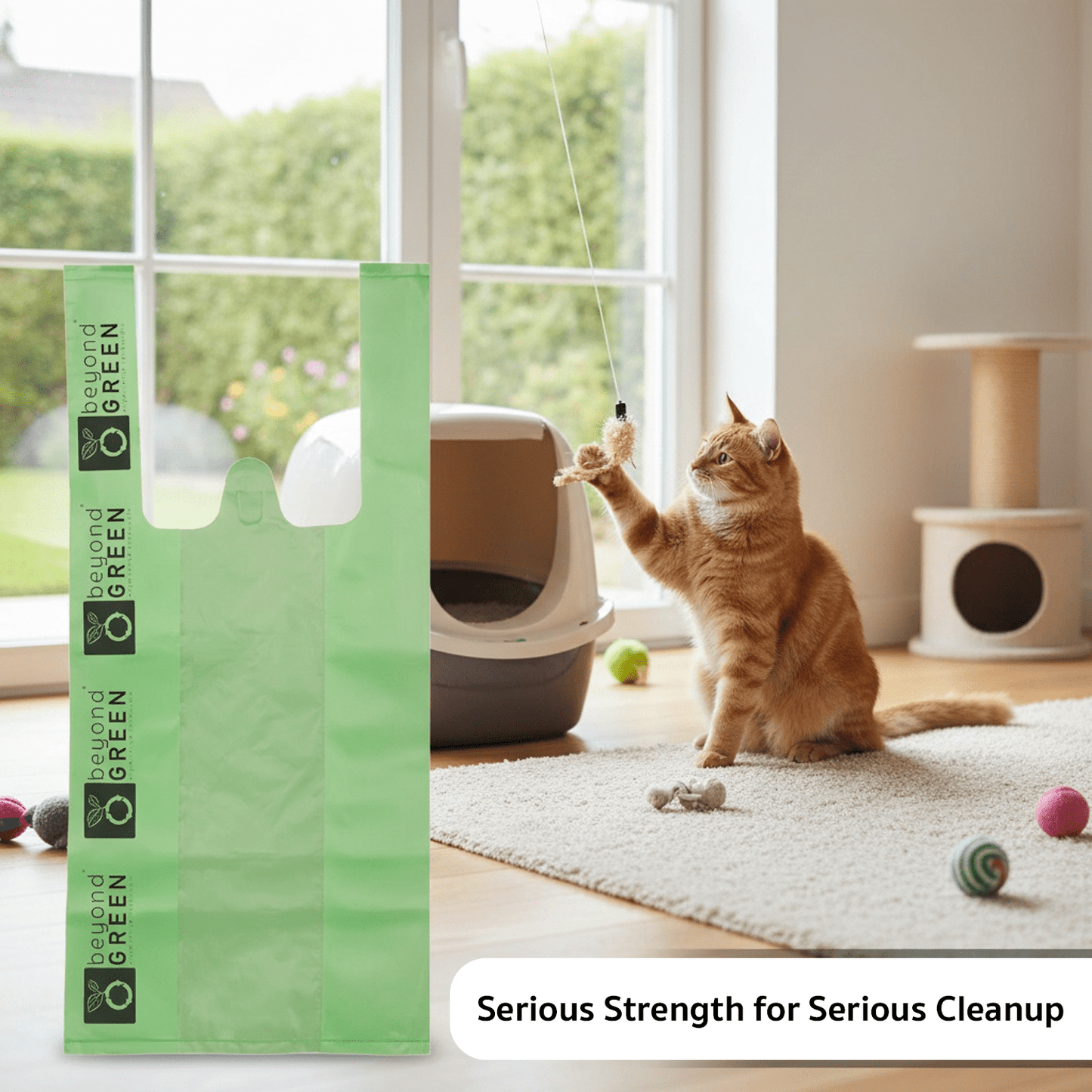 Cat Litter Bags – 8" x 16" with 5" Gusset & Handles | Leak-Resistant | Made in USA | beyondGREEN Cat Litter Bags beyondGREEN biotech™