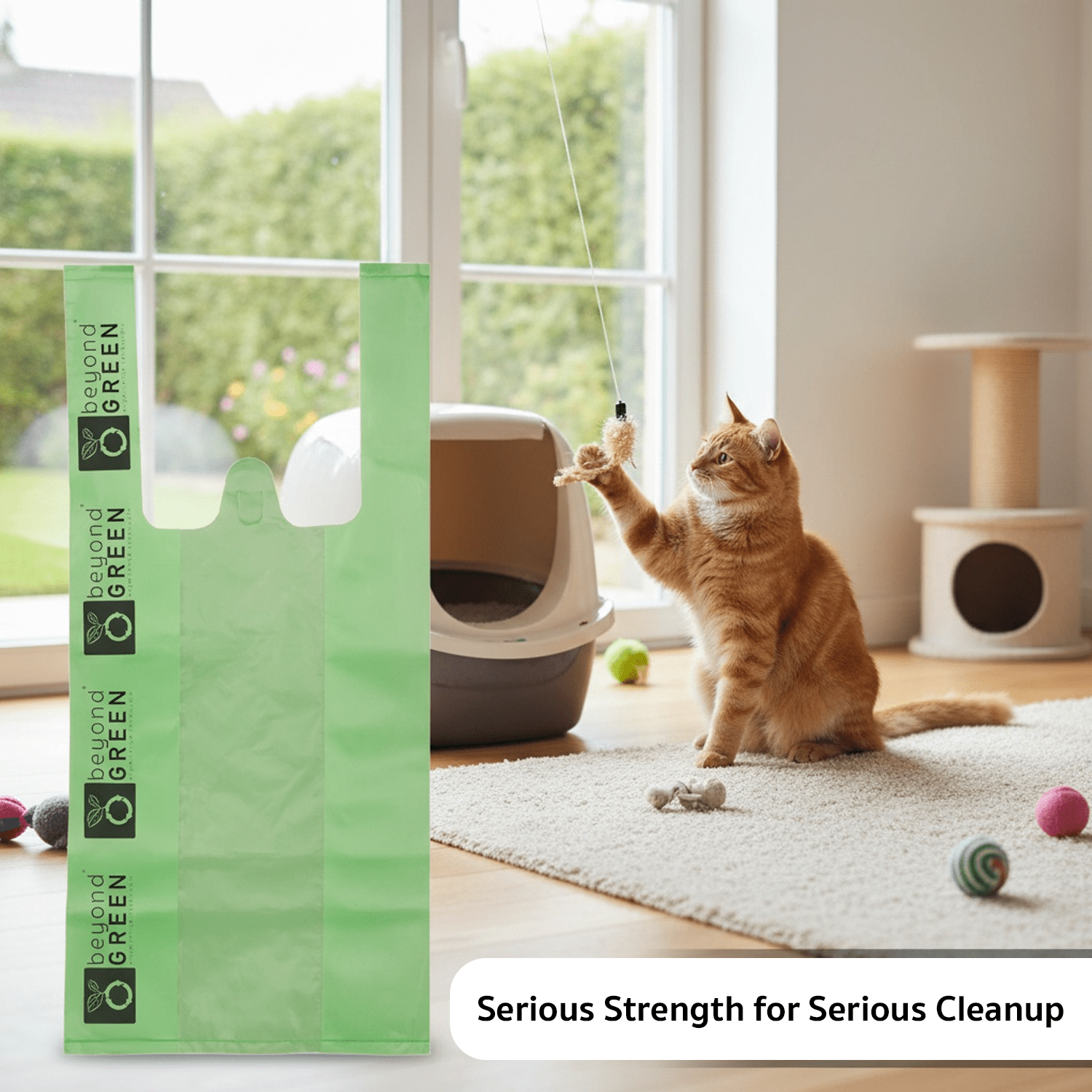 Cat Litter Bags – 8" x 16" with 5" Gusset & Handles | Leak-Resistant | Made in USA | beyondGREEN Cat Litter Bags beyondGREEN biotech™