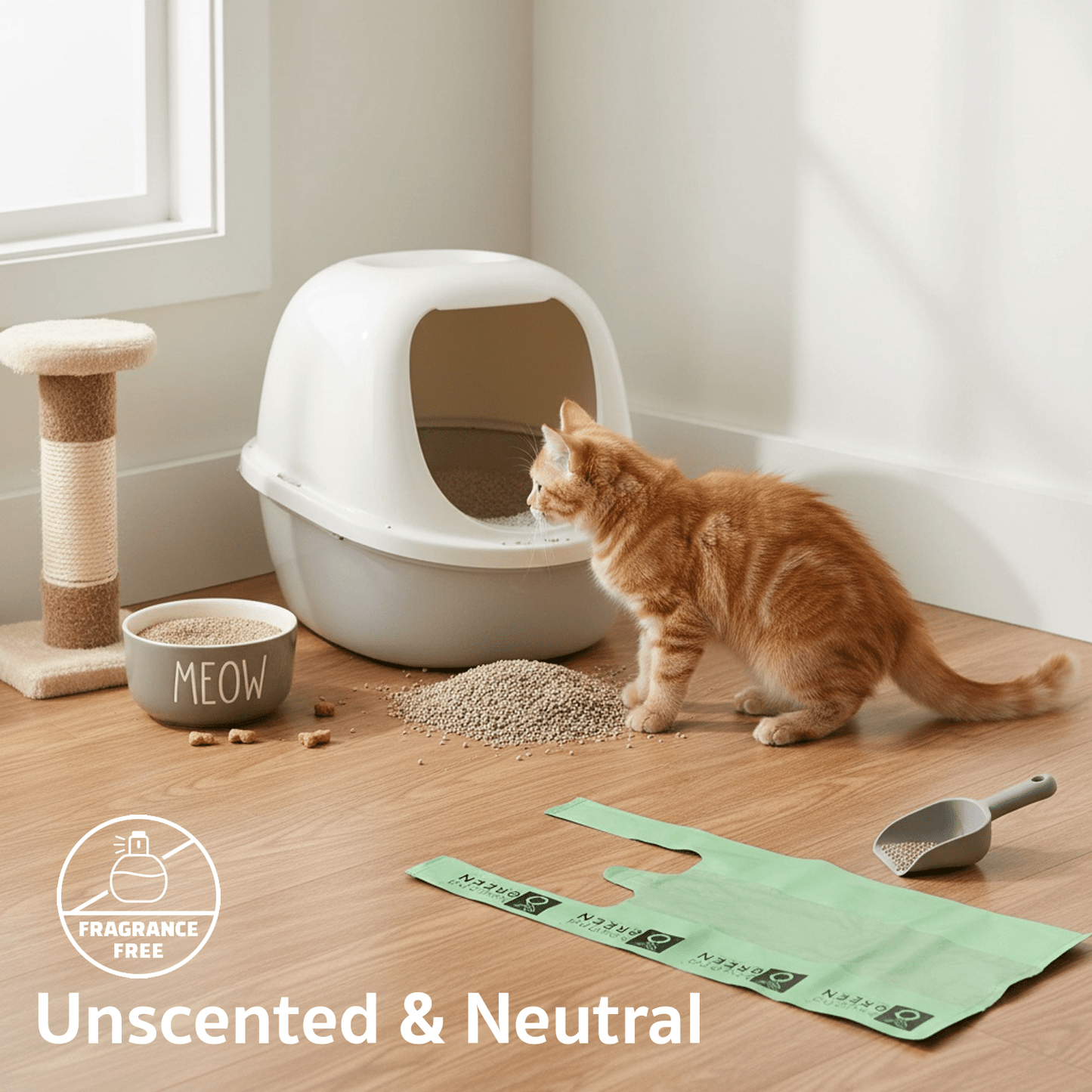 Cat Litter Bags – 8" x 16" with 5" Gusset & Handles | Leak-Resistant | Made in USA | beyondGREEN Cat Litter Bags beyondGREEN biotech™