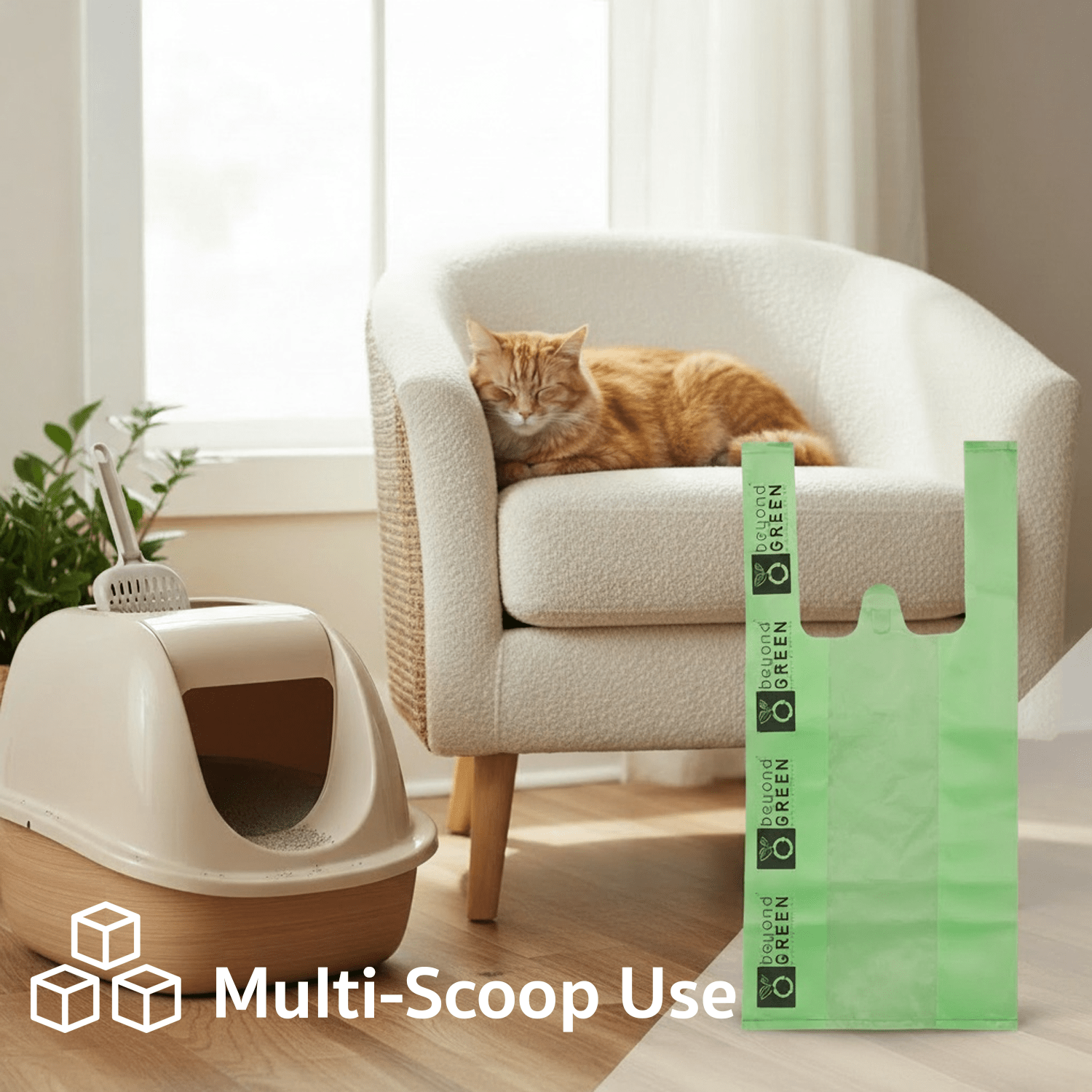 Cat Litter Bags – 8" x 16" with 5" Gusset & Handles | Leak-Resistant | Made in USA | beyondGREEN Cat Litter Bags beyondGREEN biotech™