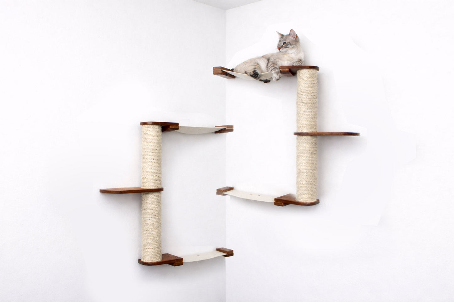 The Catacombs - Cat Tree Scratching Post System English Chestnut Bamboo Natural Canvas 16" Cat Condo Catastrophic Creations