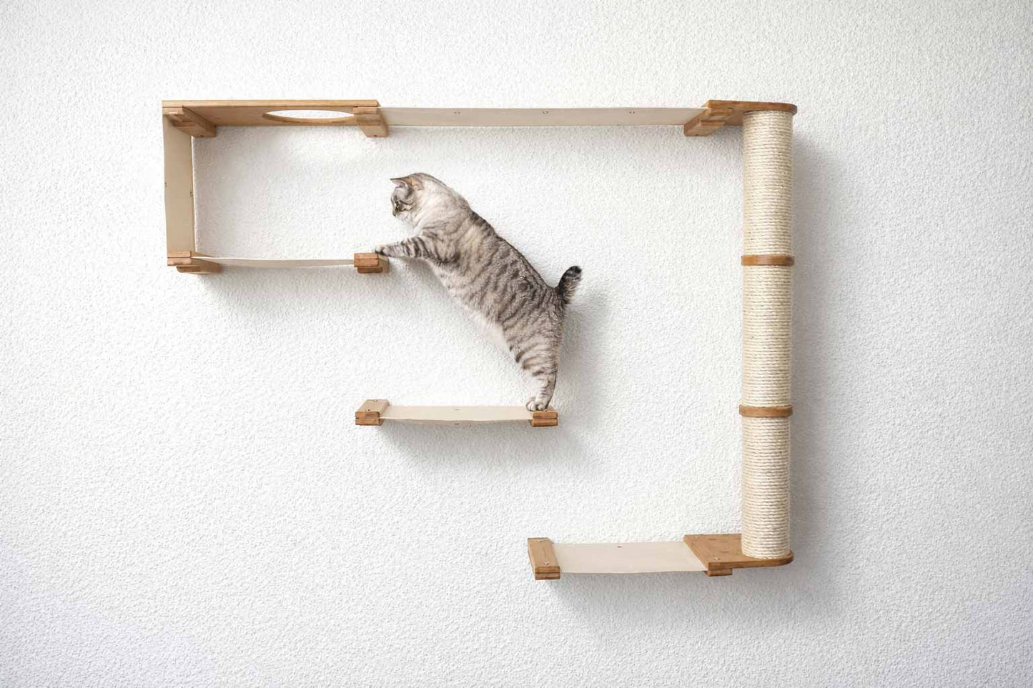 The Climb Condo - Cat Wall Climbing System Natural Bamboo Natural Canvas None Cat Condo Catastrophic Creations