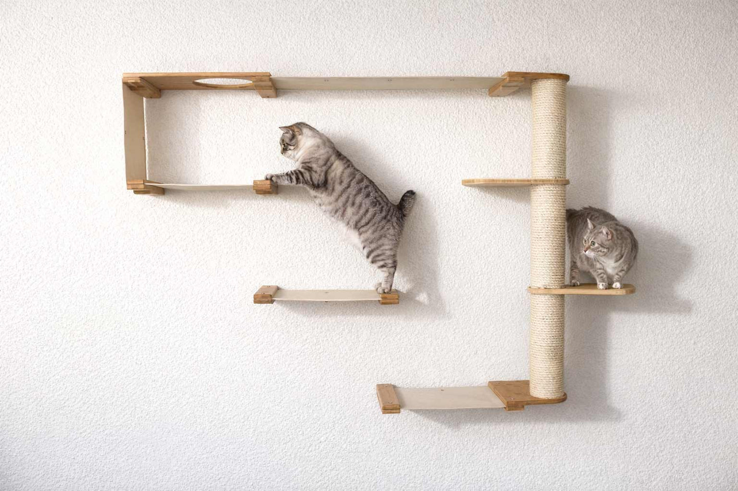 The Climb Condo - Cat Wall Climbing System Natural Bamboo Natural Canvas Leaf Shelf Cat Condo Catastrophic Creations