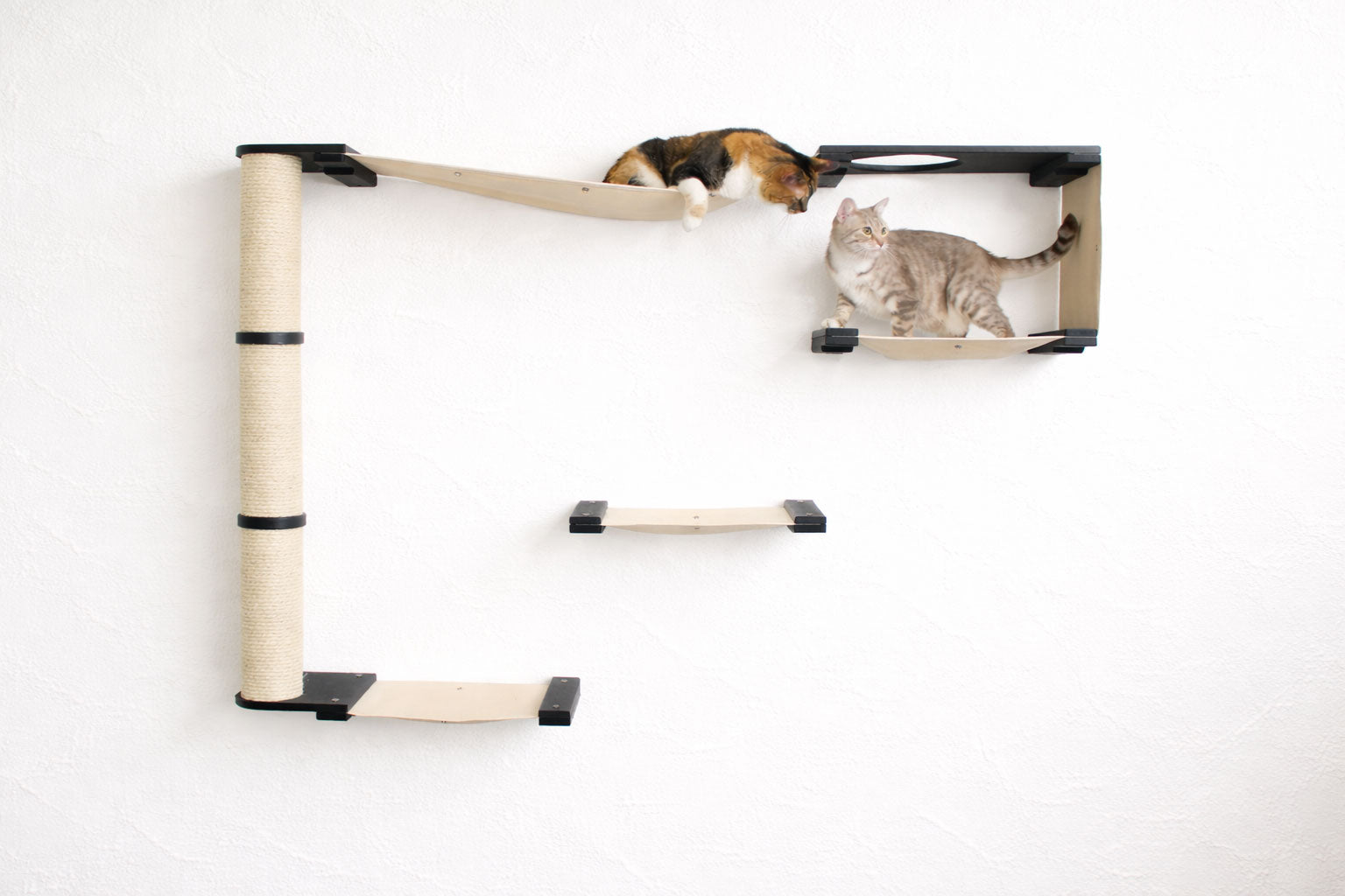 The Climb Condo - Cat Wall Climbing System Onyx Bamboo Natural Canvas None Cat Condo Catastrophic Creations