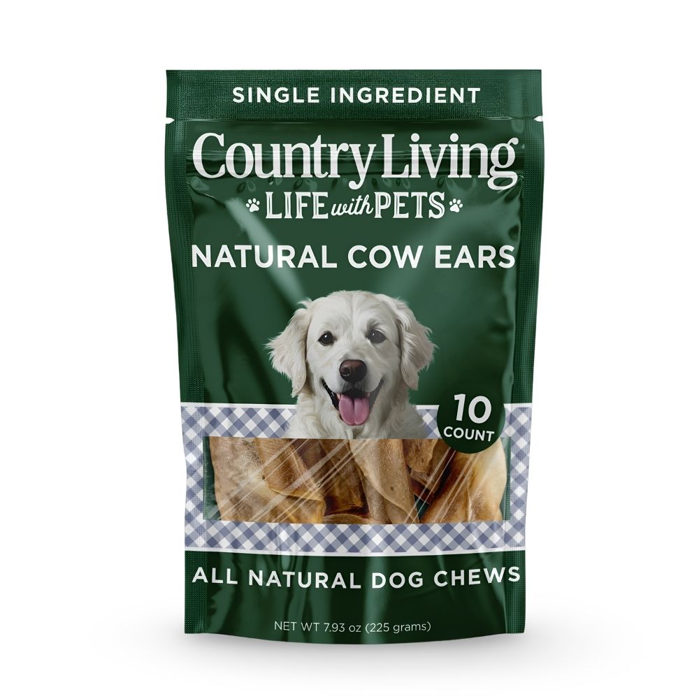 Country Living Natural Cow Ears Dog Chews – 10 Count Bag – All-Natural, Single-Ingredient, Long-Lasting Dog Chews – High-Protein, Low-Fat, Rawhide-Free – Supports Dental Health Dog Treats American Pet Supplies