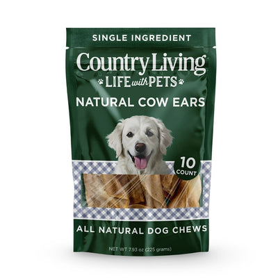 Country Living Natural Cow Ears Dog Chews – 10 Count Bag – All-Natural, Single-Ingredient, Long-Lasting Dog Chews – High-Protein, Low-Fat, Rawhide-Free – Supports Dental Health Dog Treats American Pet Supplies