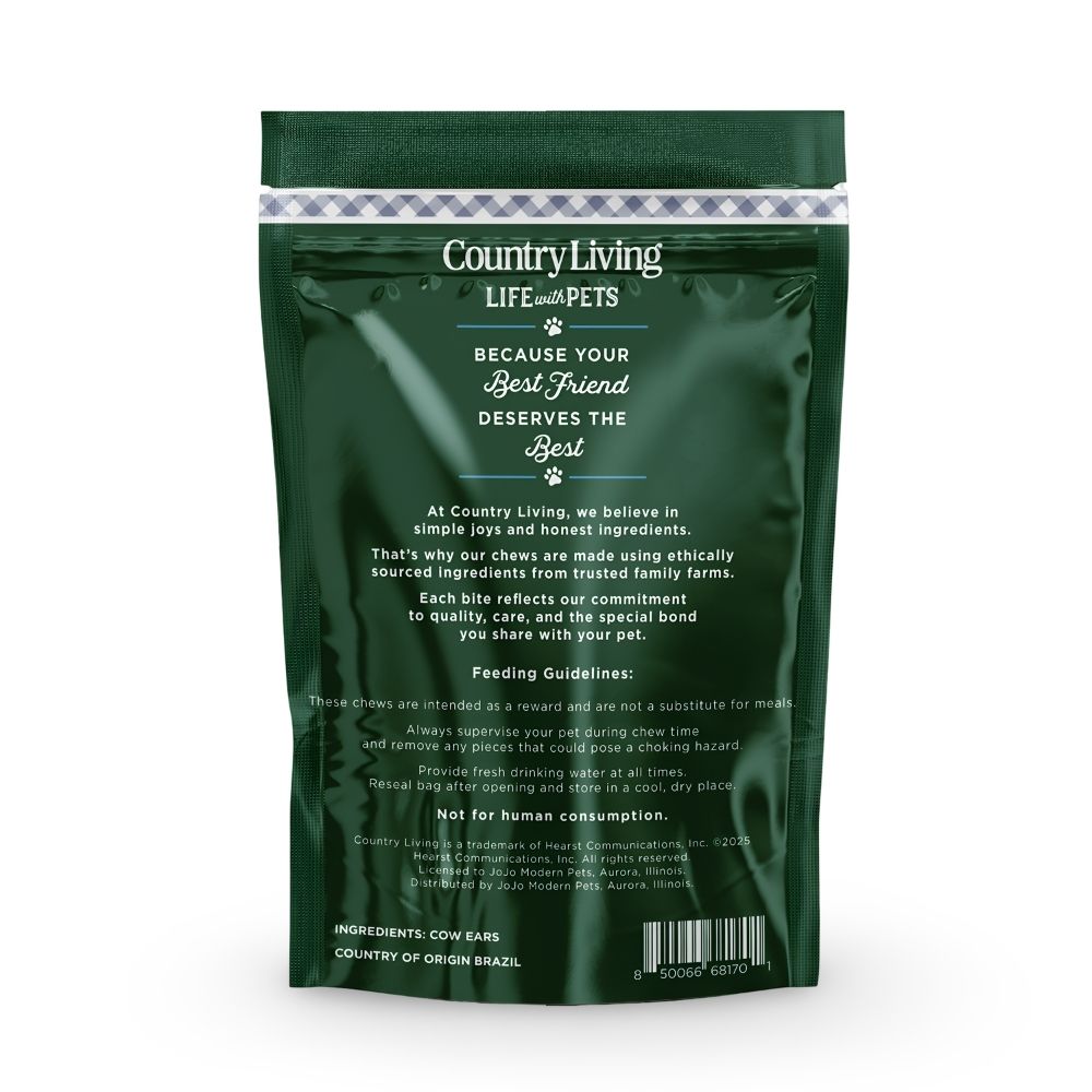 Country Living Natural Cow Ears Dog Chews – 10 Count Bag – All-Natural, Single-Ingredient, Long-Lasting Dog Chews – High-Protein, Low-Fat, Rawhide-Free – Supports Dental Health Dog Treats American Pet Supplies