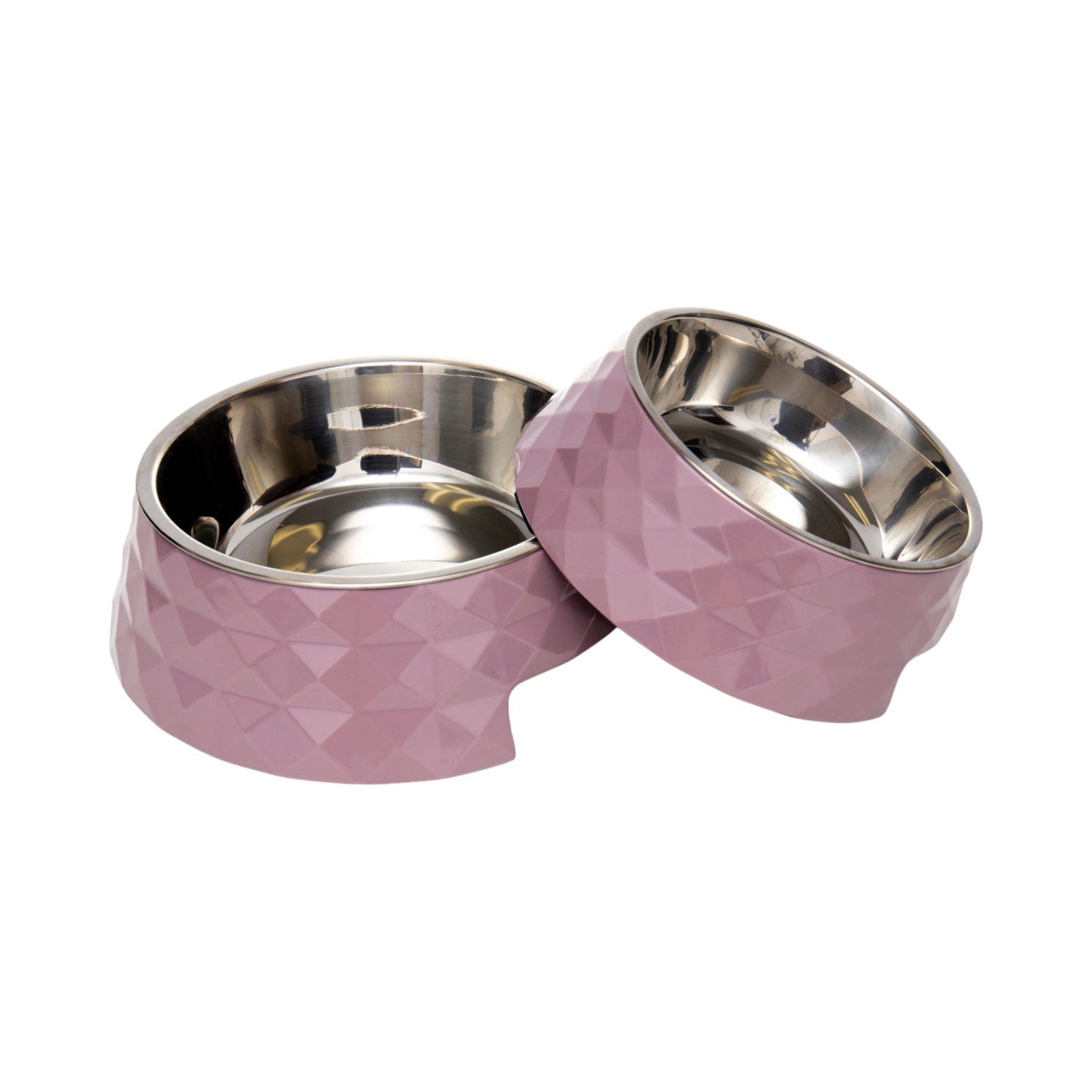 Country Living Set of 2 Diamond Twill Melamine Dog Bowls with Removable Stainless Steel Inserts – Wood Rose Bowl American Pet Supplies