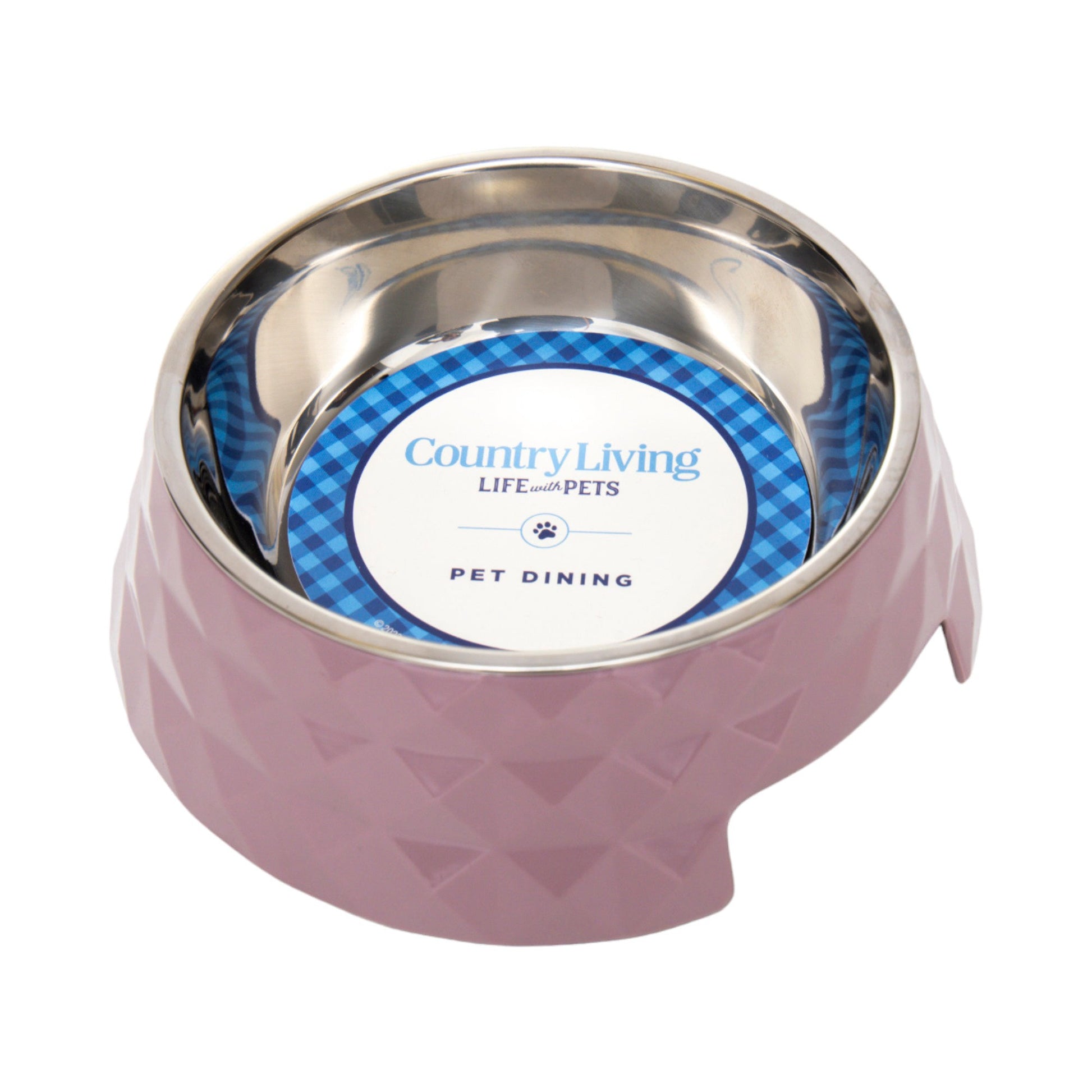 Country Living Set of 2 Diamond Twill Melamine Dog Bowls with Removable Stainless Steel Inserts – Wood Rose Bowl American Pet Supplies