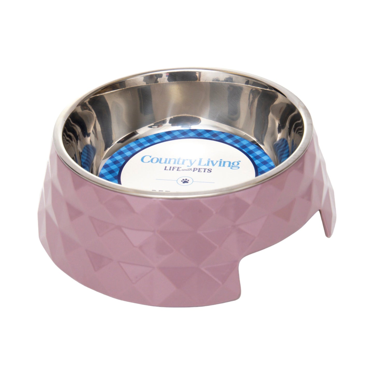 Country Living Set of 2 Diamond Twill Melamine Dog Bowls with Removable Stainless Steel Inserts – Wood Rose Bowl American Pet Supplies