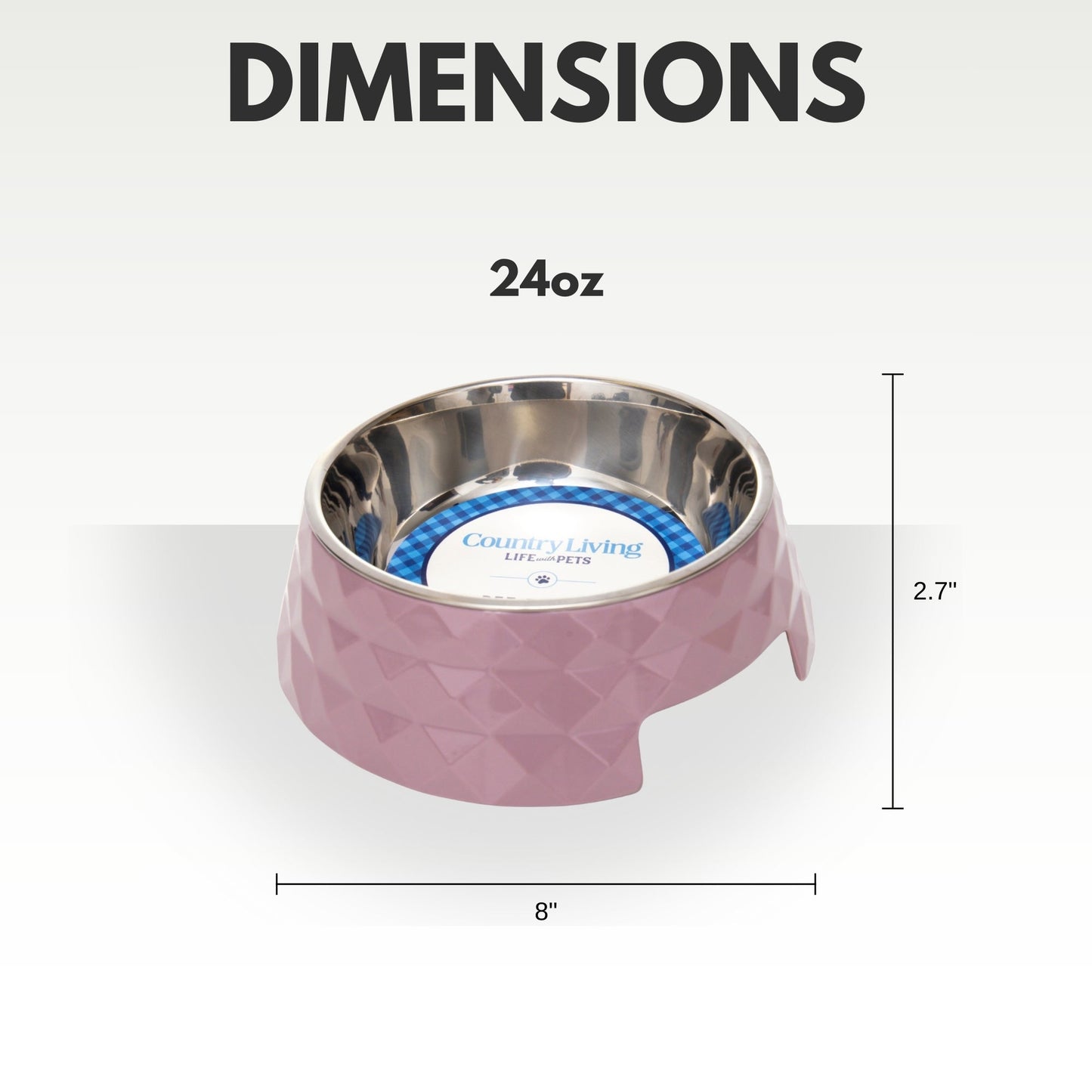 Country Living Set of 2 Diamond Twill Melamine Dog Bowls with Removable Stainless Steel Inserts – Wood Rose Bowl American Pet Supplies
