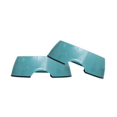 Country Living Set of 2 Natural Fiber Dog Bowls – Teal Blue Bamboo Bowls American Pet Supplies