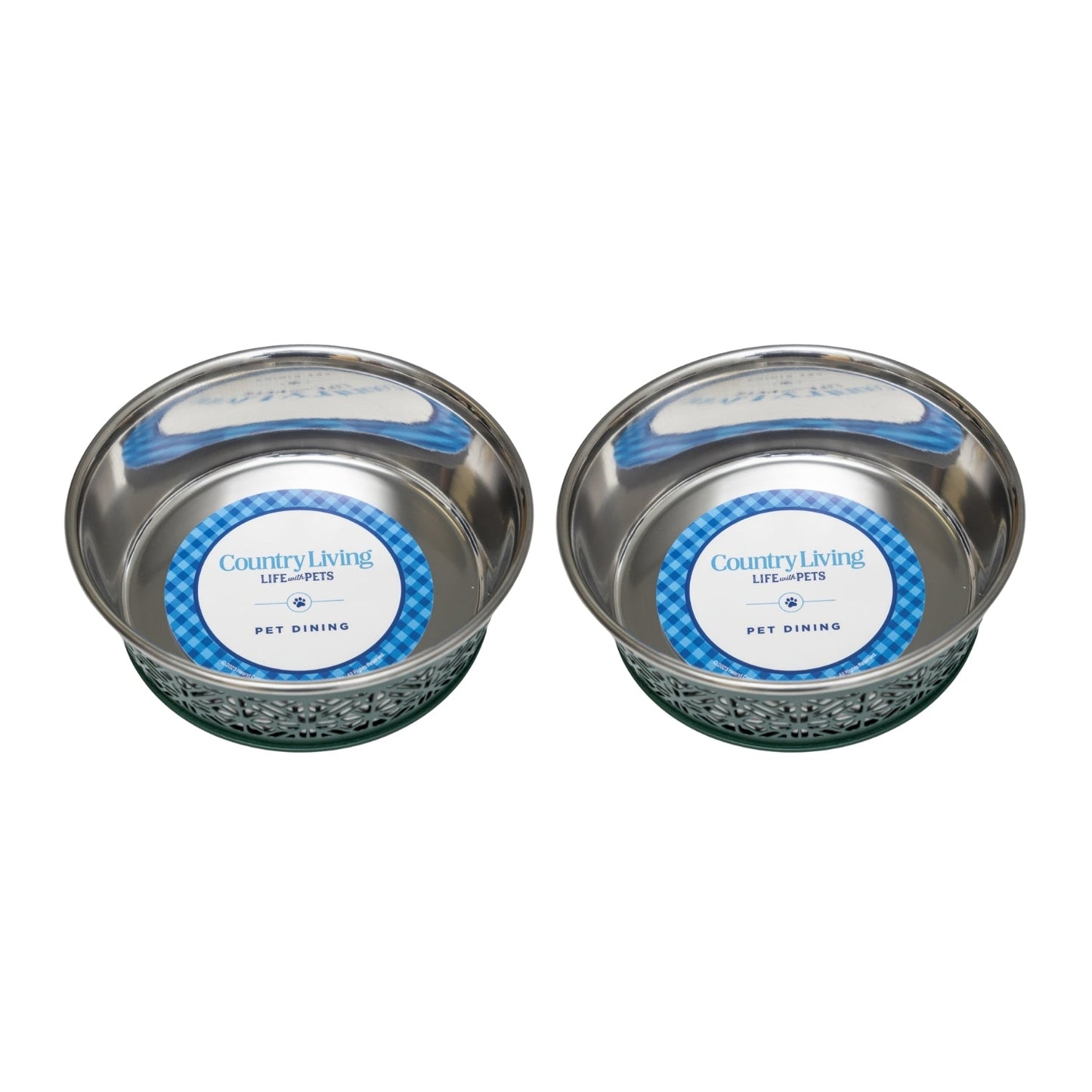 Country Living Set of 2 Stainless Steel Dog Bowls – Farmhouse Style, Ideal for Small to Medium Dogs Bowl American Pet Supplies