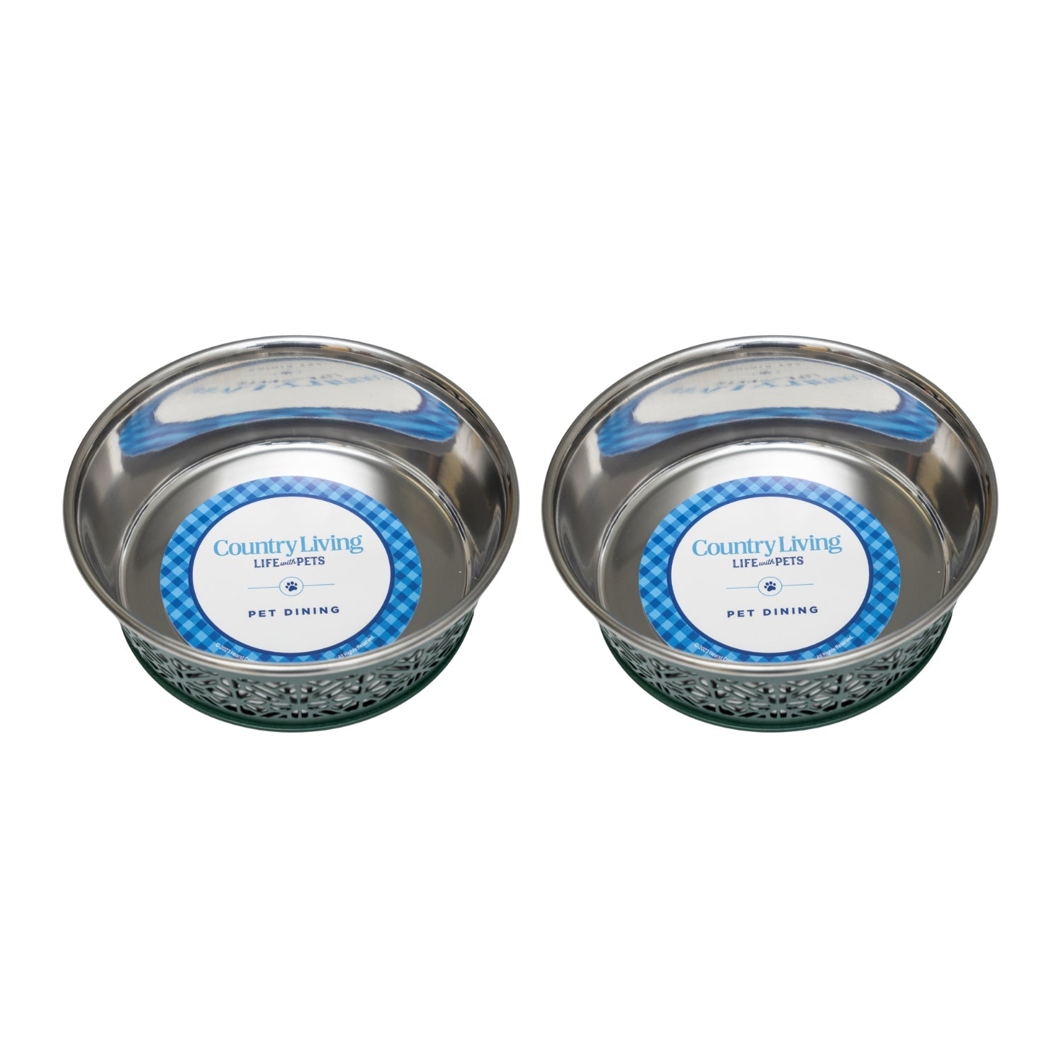 Country Living Set of 2 Stainless Steel Dog Bowls – Farmhouse Style, Ideal for Small to Medium Dogs Bowl American Pet Supplies
