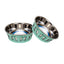 Country Living Set of 2 Stainless Steel Dog Bowls – Farmhouse Style, Ideal for Small to Medium Dogs Mint Green Bowl American Pet Supplies