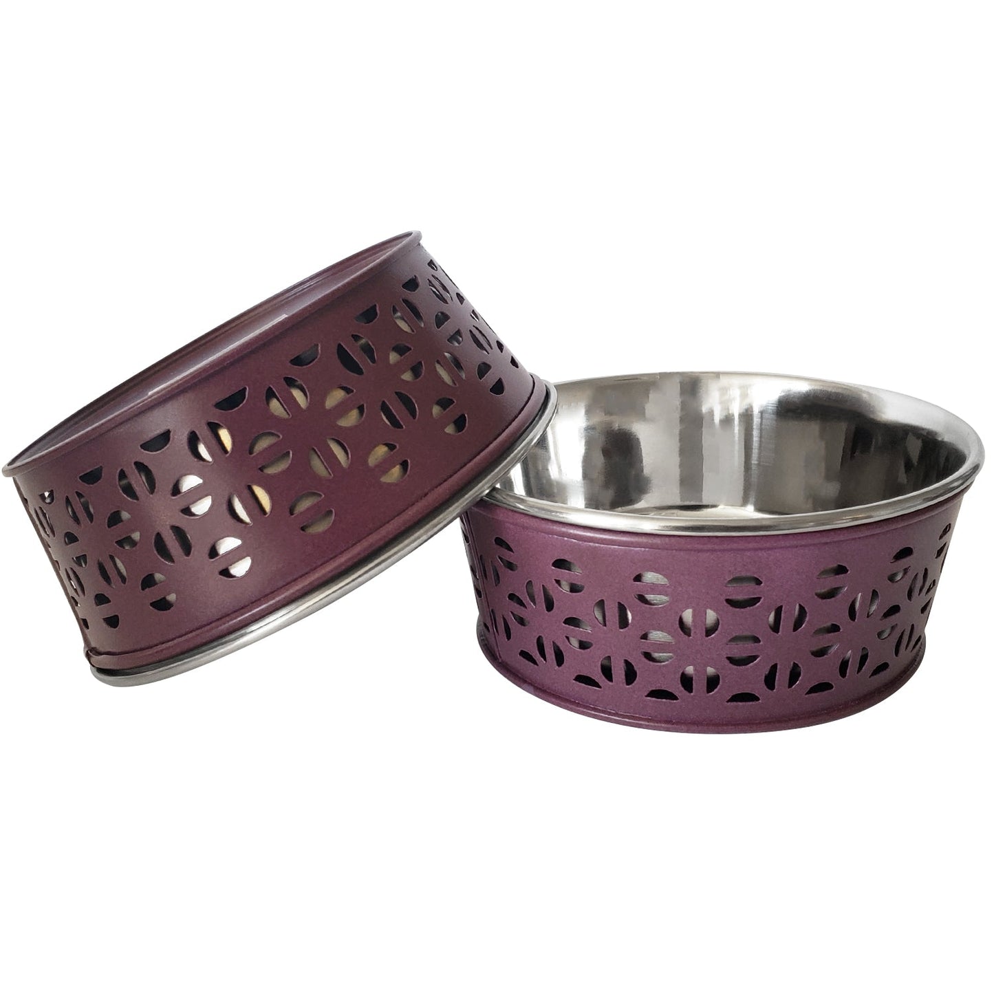 Country Living Set of 2 Stainless Steel Dog Bowls – Farmhouse Style, Ideal for Small to Medium Dogs Bowl American Pet Supplies