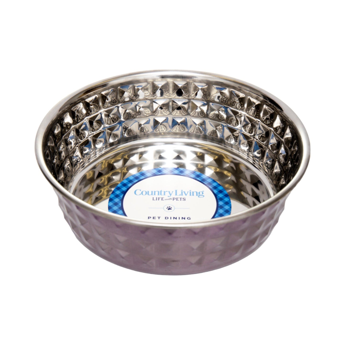 Country Living Set of 2 Hammered Stainless Steel Dog Bowls – Lavender Bowl American Pet Supplies