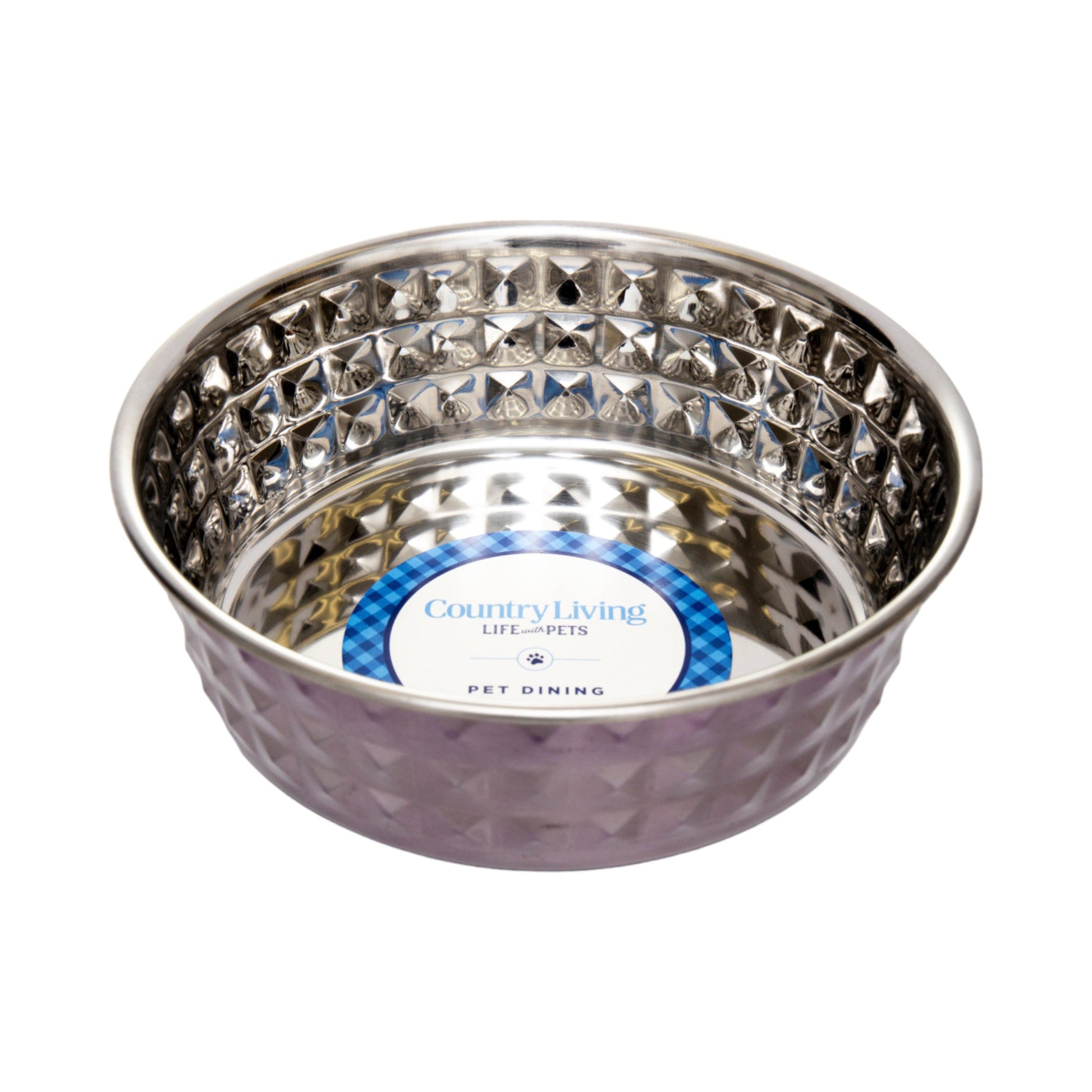 Country Living Set of 2 Hammered Stainless Steel Dog Bowls – Lavender Bowl American Pet Supplies