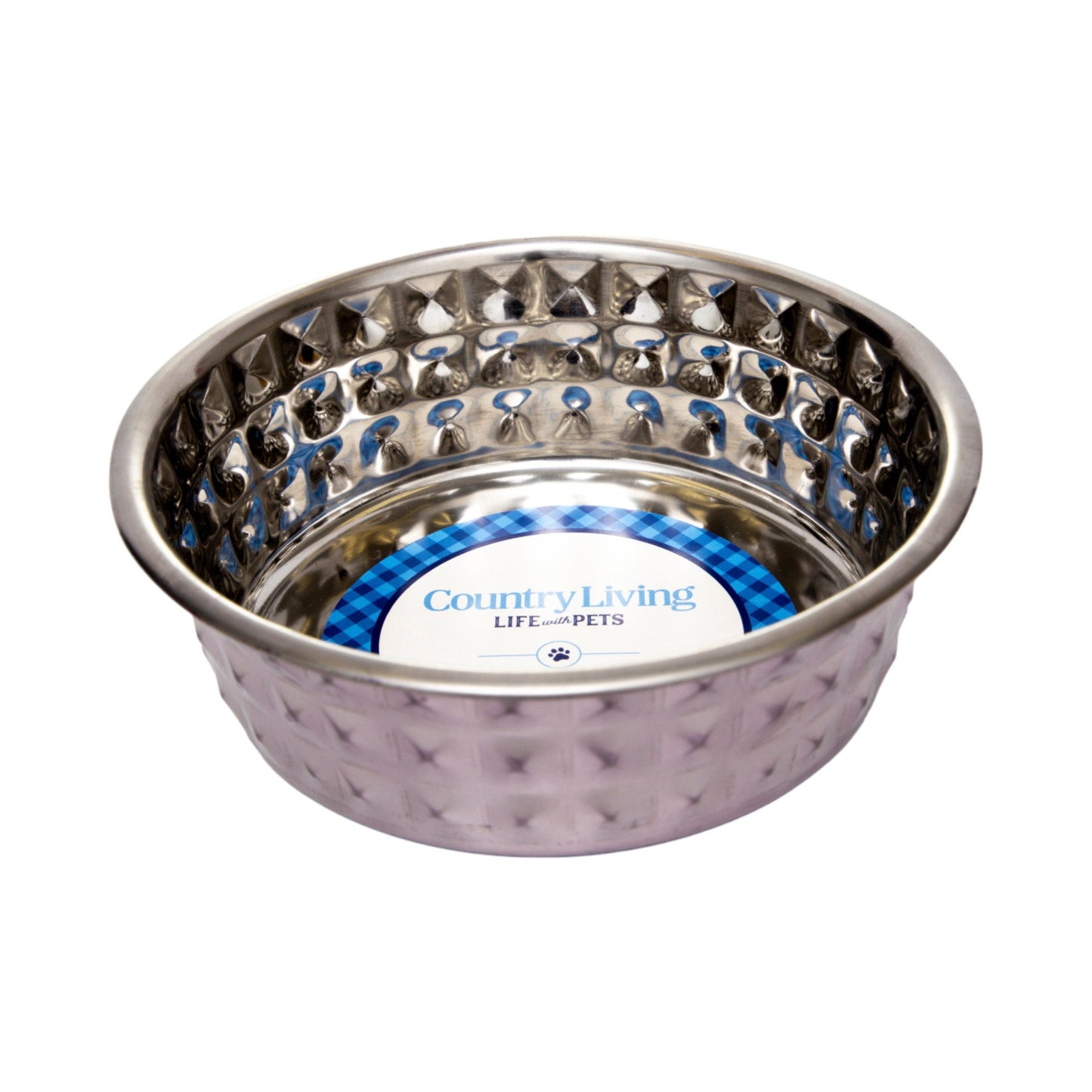 Country Living Set of 2 Hammered Stainless Steel Dog Bowls – Lavender Bowl American Pet Supplies