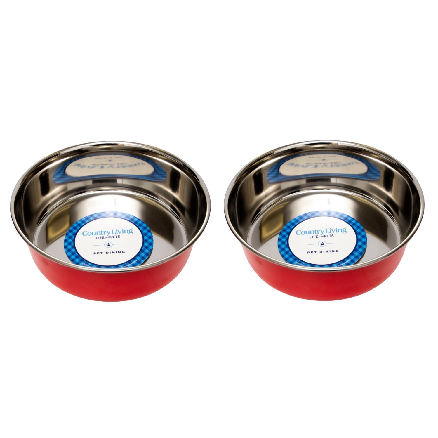 Country Living Set of 2 Heavy Gauge Stainless Steel Dog Bowls - Perfect for Food & Water Bowl American Pet Supplies