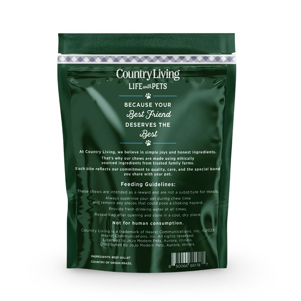 Country Living 6” Gullet Flats Dog Treats – 20 Count Bag – All-Natural Beef Esophagus Chews – High-Protein, Easily Digestible, Single-Ingredient Dog Treats – Grain-Free & Long-Lasting Dog Treats American Pet Supplies