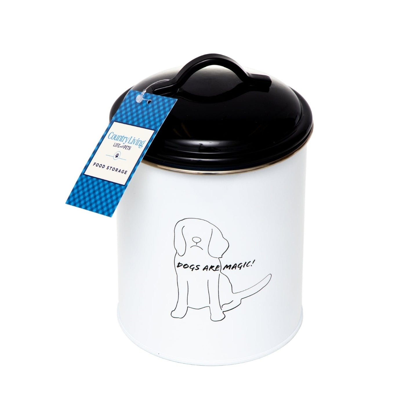 Country Living Set of 3 Pet Treat Storage Canisters – Black & White Containers American Pet Supplies