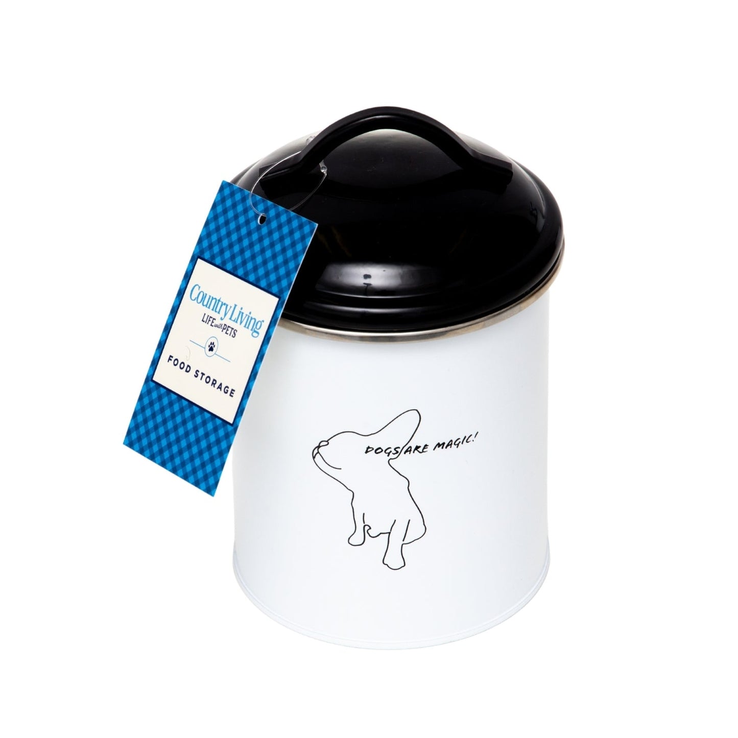 Country Living Set of 3 Pet Treat Storage Canisters – Black & White Containers American Pet Supplies