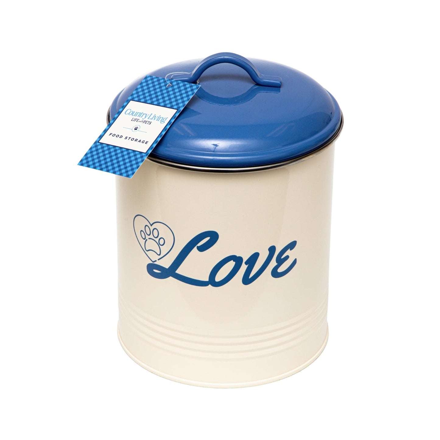 Country Living Set of 3 Pet Treat Canisters, Dog Treat Storage – French Blue Lid Containers American Pet Supplies