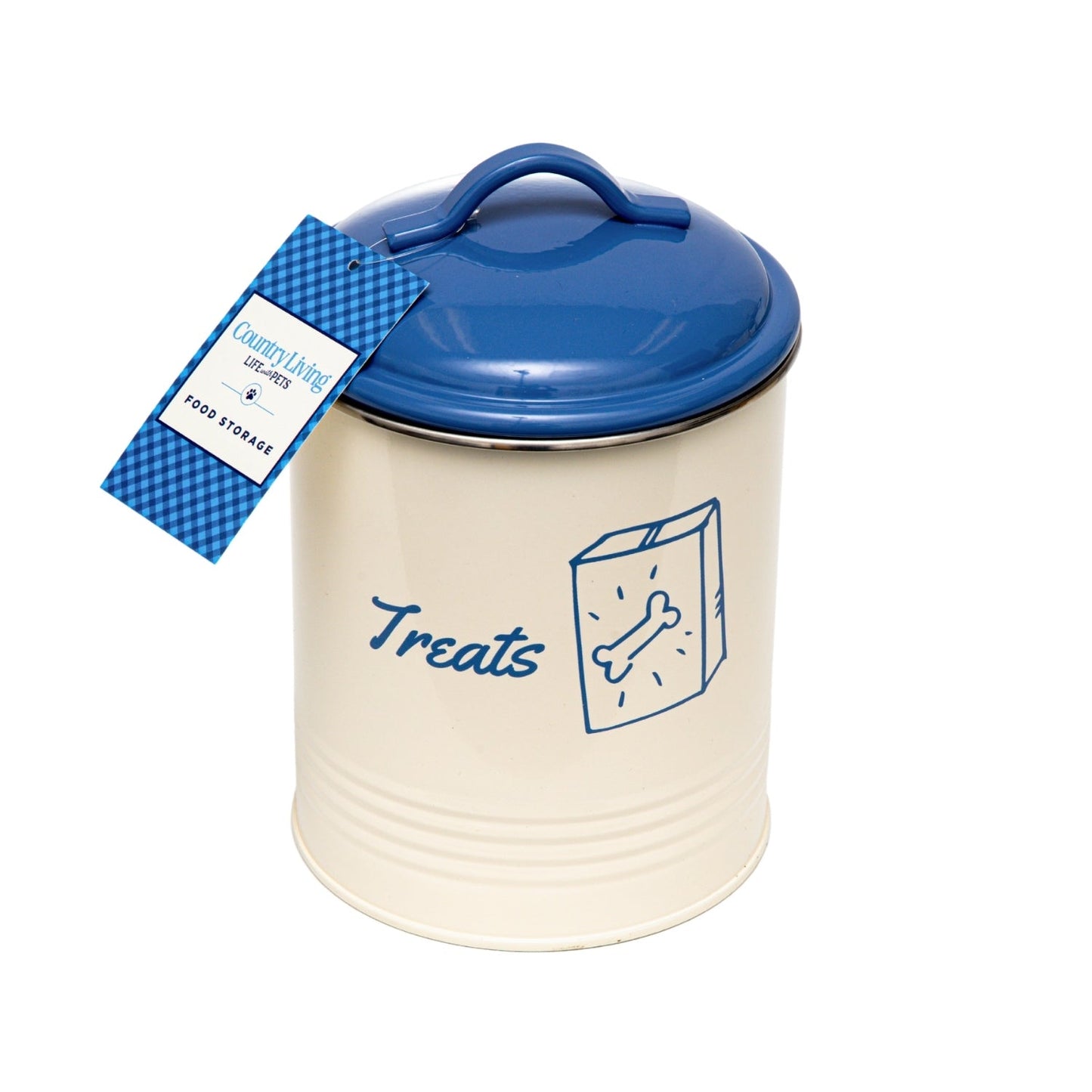 Country Living Set of 3 Pet Treat Canisters, Dog Treat Storage – French Blue Lid Containers American Pet Supplies