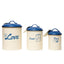 Country Living Set of 3 Pet Treat Canisters, Dog Treat Storage – French Blue Lid Containers American Pet Supplies