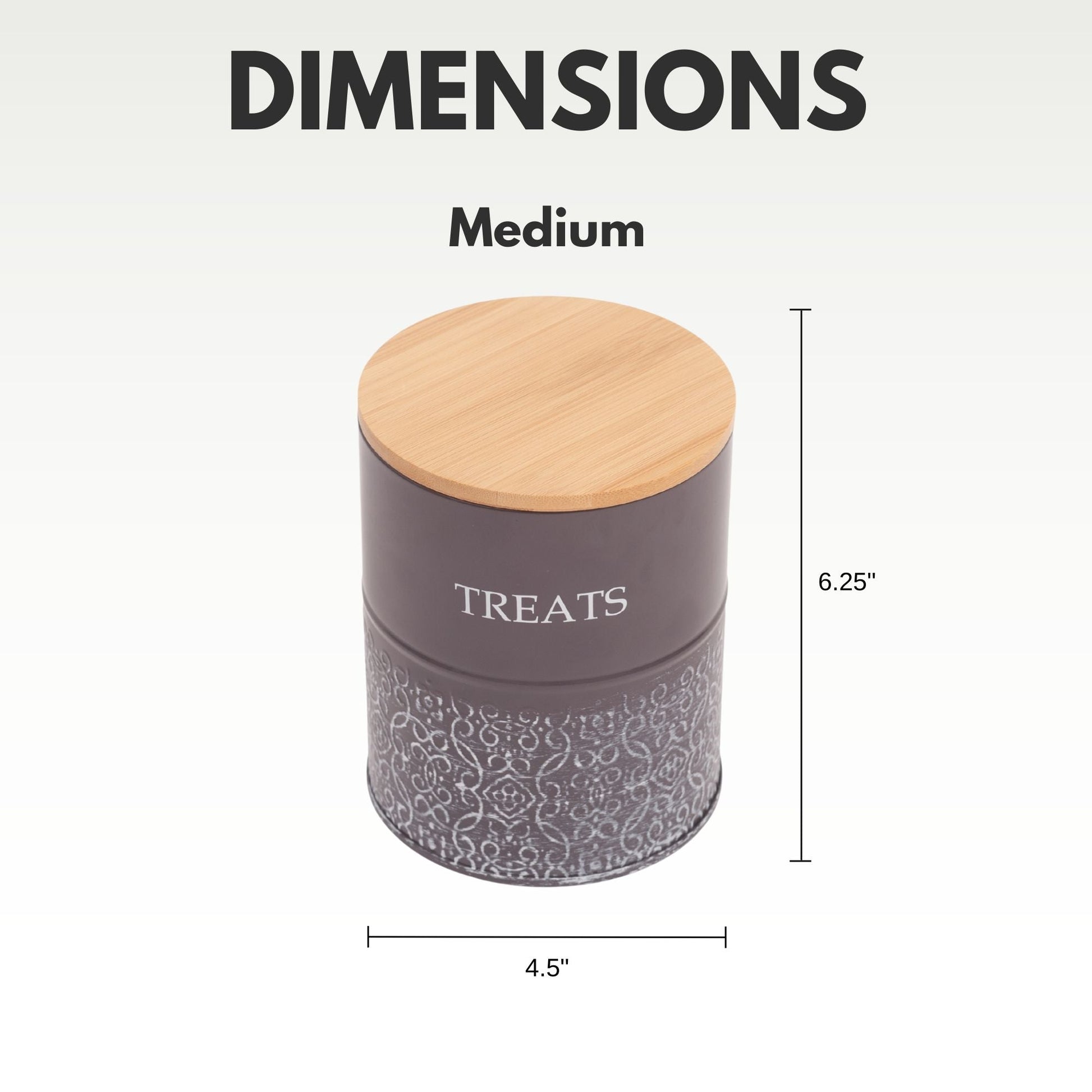 Country Living Dog Treat Canisters - Set of 2 Carbon Steel Jars with Bamboo Lids – Volcanic Gray Containers American Pet Supplies