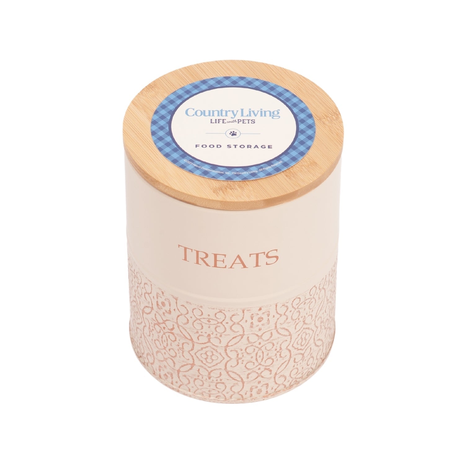 Country Living Dog Treat Canisters - Set of 2 Carbon Steel Jars with Bamboo Lids – White Swan Treat Jar American Pet Supplies