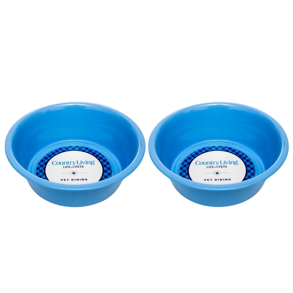 Country Living Set of 2 Coated Stainless Steel Heavy Dog Bowls - Ideal for Medium to Large Breeds Bowl American Pet Supplies